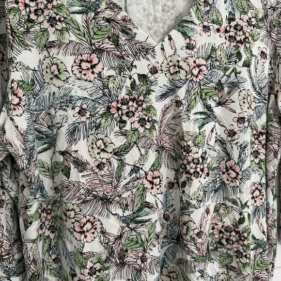 J. Jill Wearever Womens Large V-Neck 3/4 Sleeve Shirt Blouse Floral Pullover - Picture 2 of 5